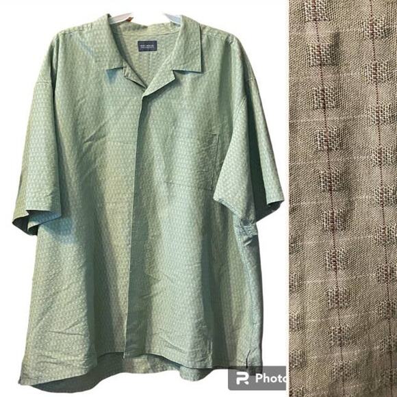 Vintage Alexander Lloyd Shirt 5X Button Pocket Pleated Seersucker Short Sleeve - Picture 1 of 7
